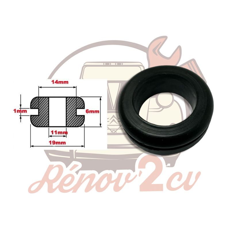 Passe-fil noir 2cv mehari dyane 19mm EXT 11mm INT