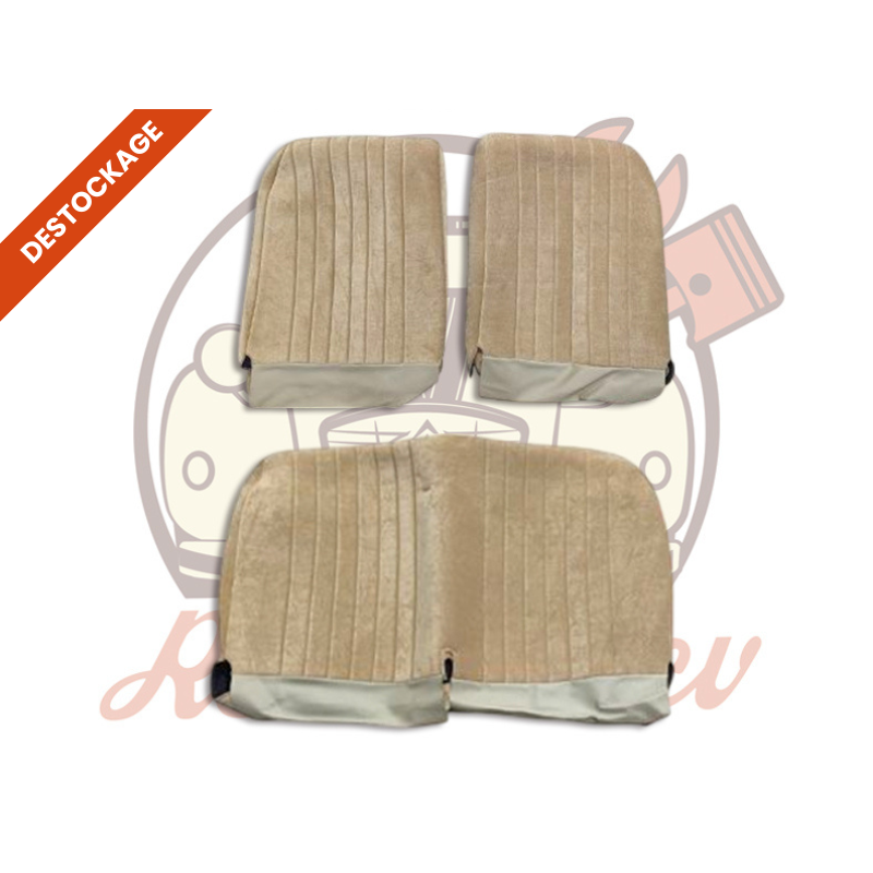 Jeu de garnitures pour 2 sièges avant Asymétriques et banquette 2cv Velours Beige