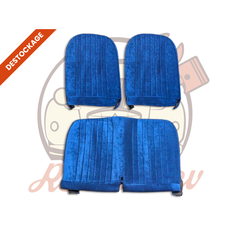 Jeu de garnitures pour 2 sièges avant symétriques 2cv Bleu velours