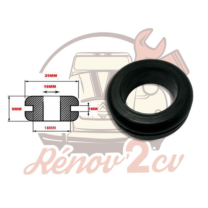 Passe-fil noir 2cv mehari dyane 25mm EXT 16mm INT Passe-fil noir 2cv mehari dyane 25mm EXT 16mm INT
