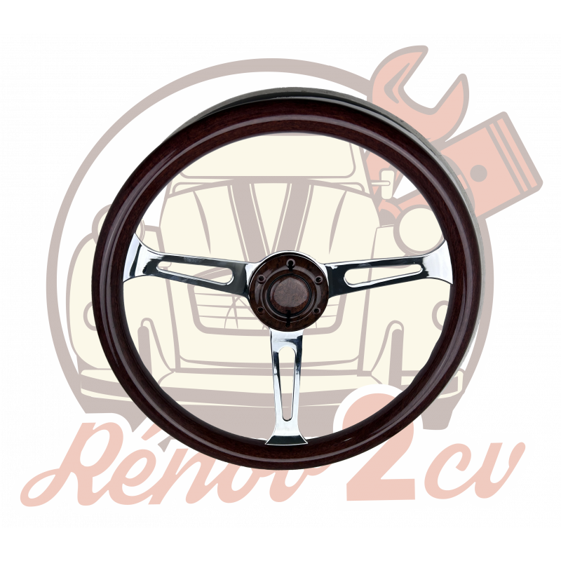 Volant effet bois pour 2cv avec adaptateur et avertisseur
