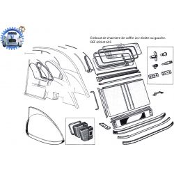 Embout de charniere gauche de coffre 2cv