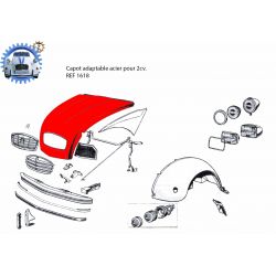 Capot moteur adaptable acier pour 2cv CITROEN