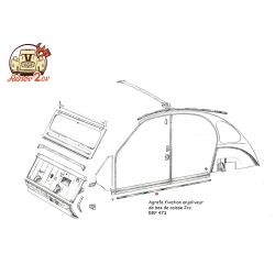 Agrafe fixation enjoliveur de bas de caisse 2cv