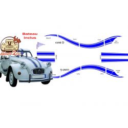 KIT AUTOCOLLANT 2CV FRANCE TROIS AVEC BATEAU