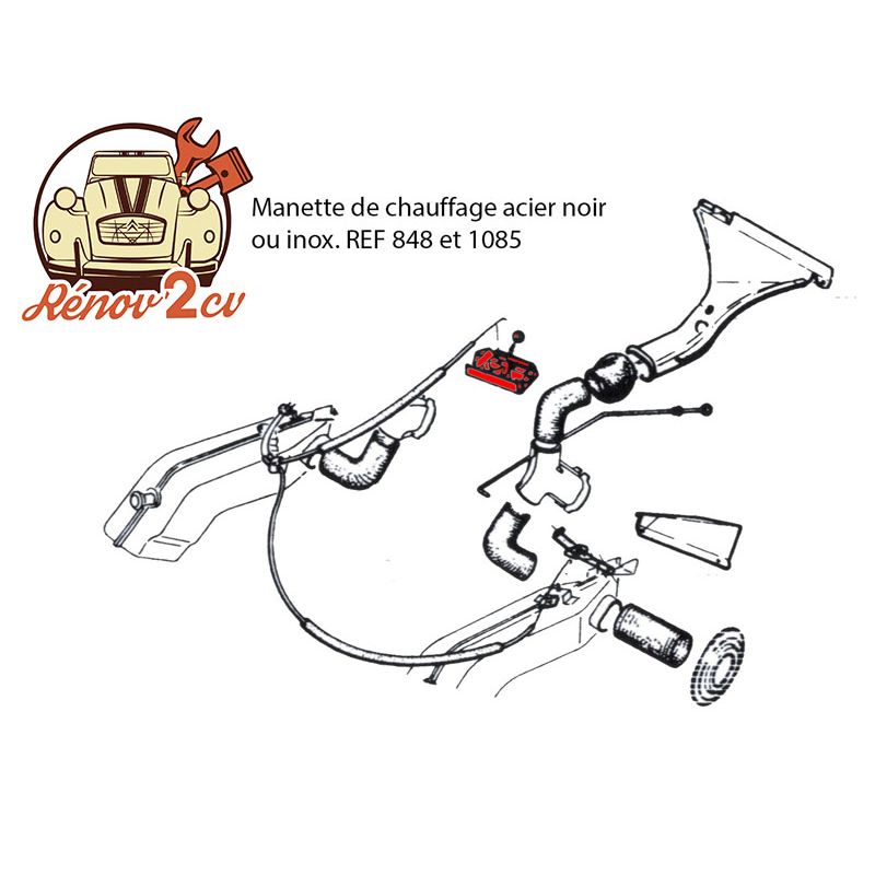 Manette de chauffage en plastique chromé pour 2cv mehari dyane