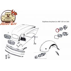 Anello di chiusura del faro in alluminio 2cv largo vecchio modello