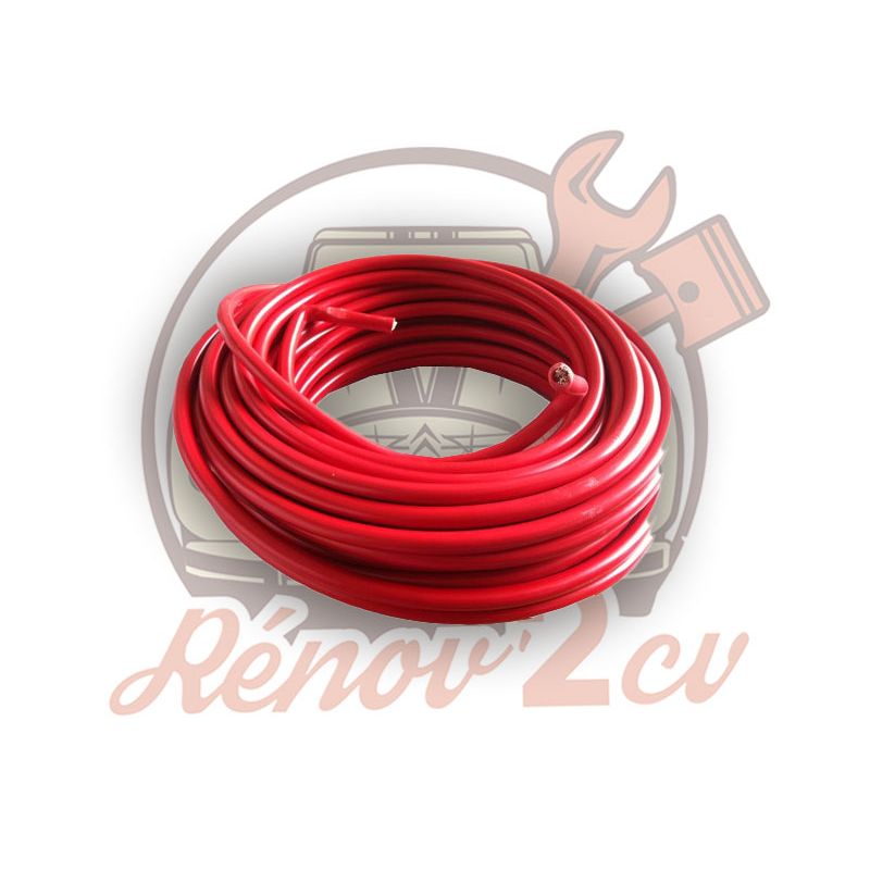 Cable de batterie rouge longueur 1 mètre 25mm² pour 2cv Méhari Dyane  Acadiane