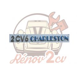 Lettrage chrome et bleu " 2CV6 Charleston "