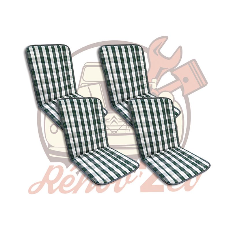 Asiento bayadere 2cv ecossais verde y blanco juego de 4
