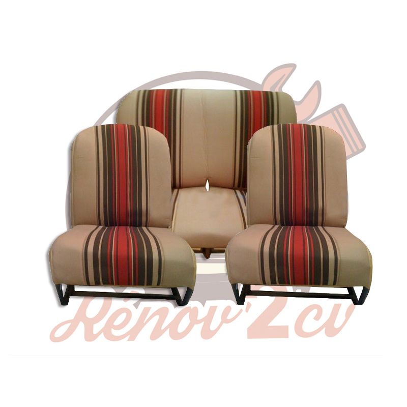 Juego de fundas beige asientos simétricos + banqueta 2cv