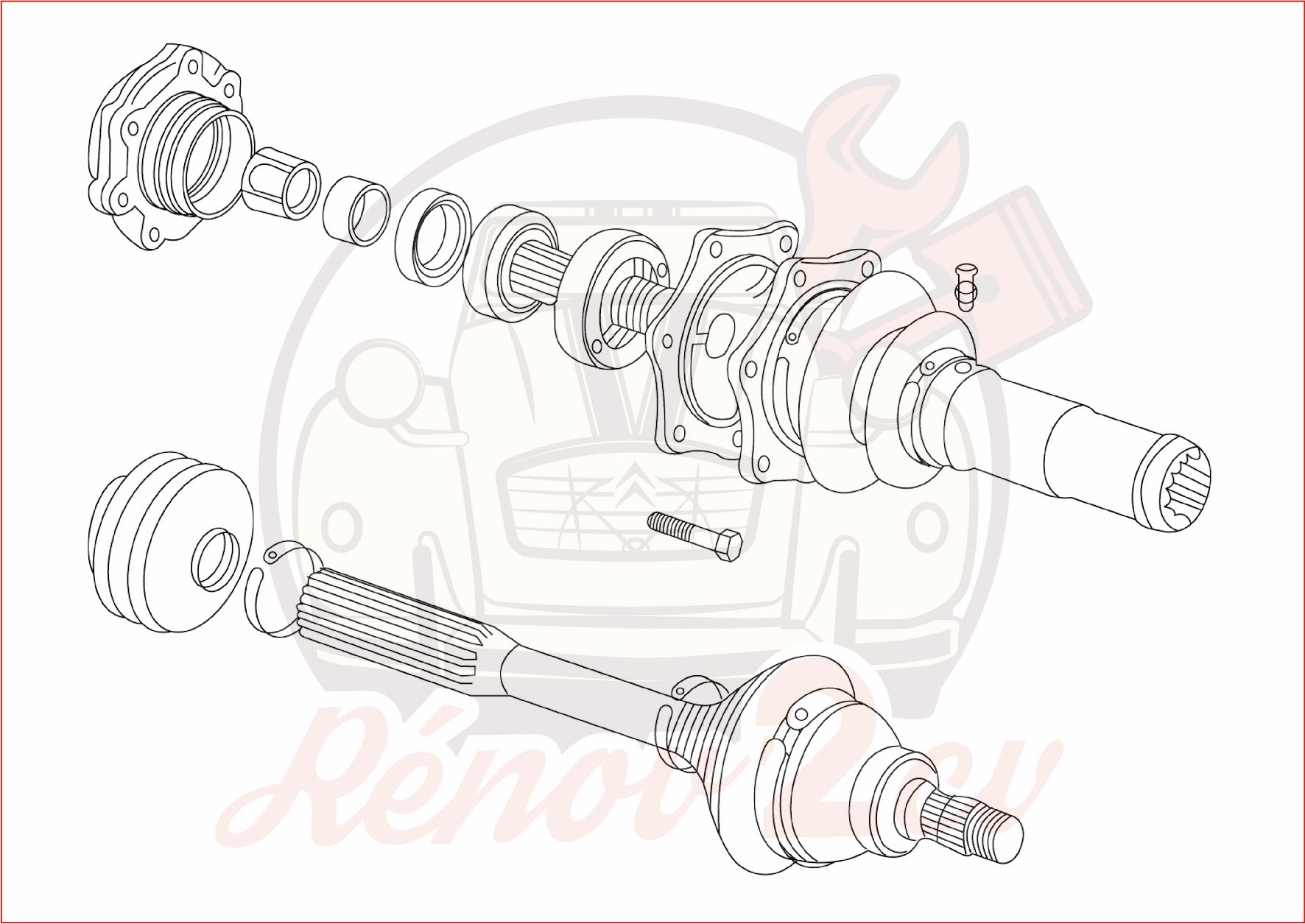 Cardan à billes 2CV Méhari Dyane